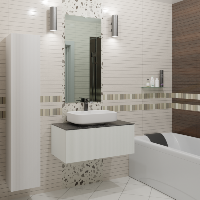 Комплект (тумба+раковина) La Fenice TERRA RUVANN VERY  60 см, белая матовая