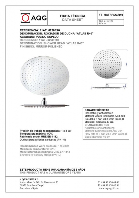 Антикальковая верхняя лейка AQG ATLAS 11ATL0220R40, R30 см, круглая ультраплоская, хром Антикальковая верхняя лейка AQG ATLAS 11ATL0220R40, R30 см, круглая ультраплоская, хром