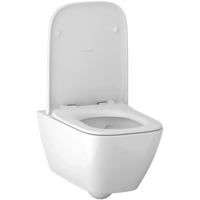 Подвесной безободковый унитаз с сиденьем микролифт Geberit Smyle Square 500.683.00.2 Подвесной безободковый унитаз с сиденьем микролифт Geberit Smyle Square 500.683.00.2