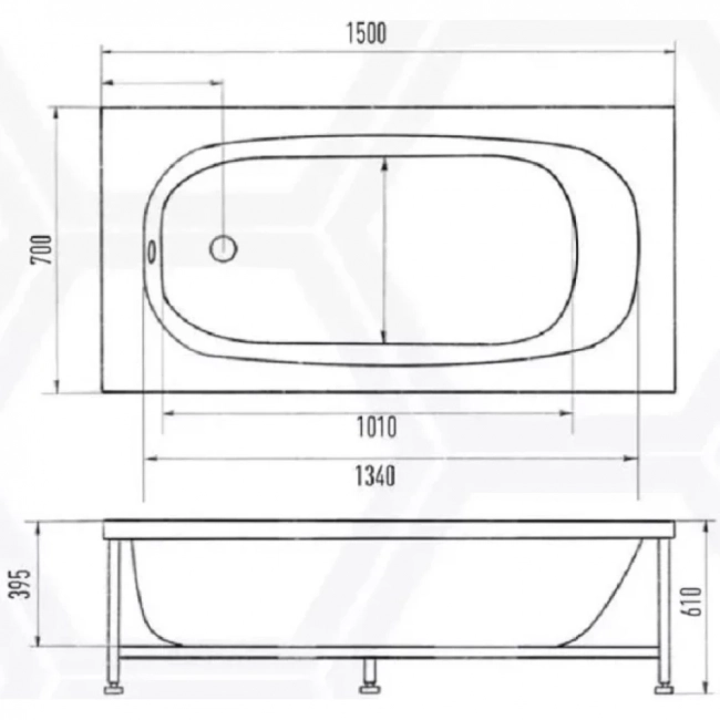  Ванна акриловая Wesnaart Eurolux Lait E1015070017 150х70см (121л) 4мм, белый  