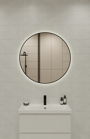Зеркало Cersanit ECLIPSE smart 80x80 с подсветкой круглое черная рамка