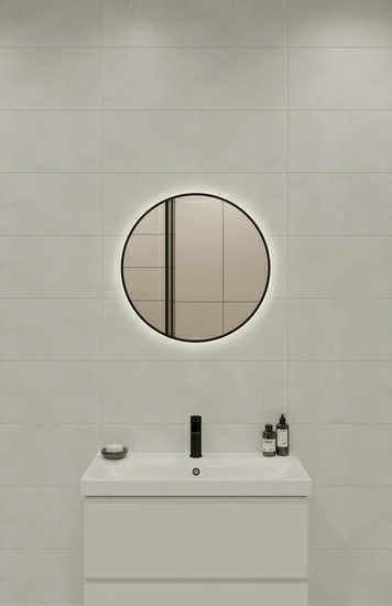 Зеркало Cersanit ECLIPSE smart 60x60 с подсветкой круглое черная рамка