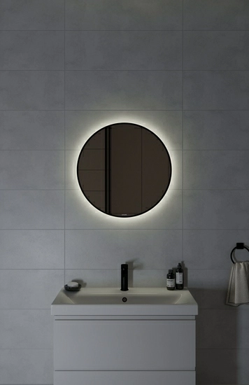 Зеркало Cersanit ECLIPSE smart 60x60 с подсветкой круглое черная рамка
