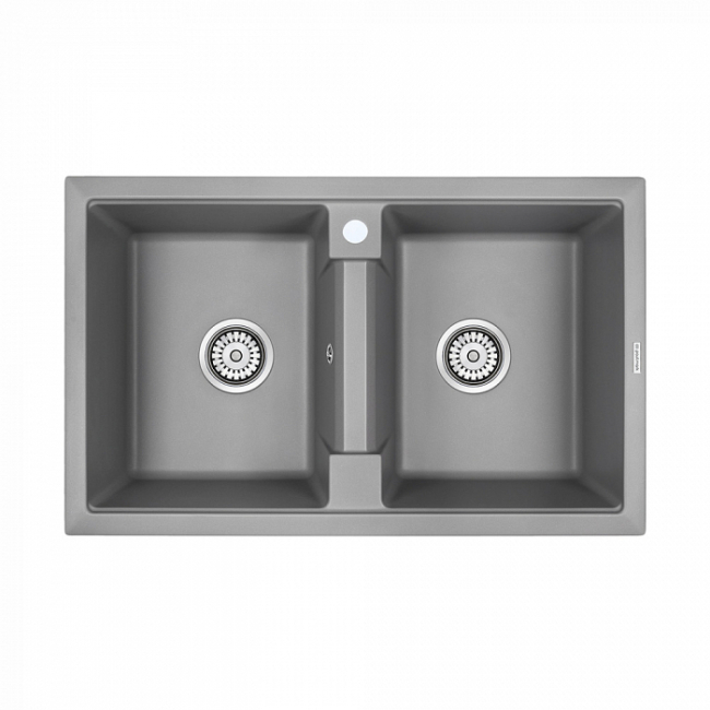 Мойка для кухни Paulmark Tandem 80/2 (81х50см) PM238150-GRM IT-granit, серый металлик