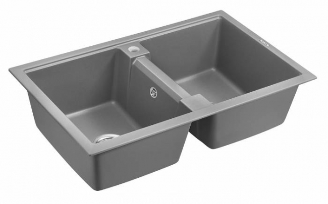 Мойка для кухни Paulmark Tandem 80/2 (81х50см) PM238150-GRM IT-granit, серый металлик