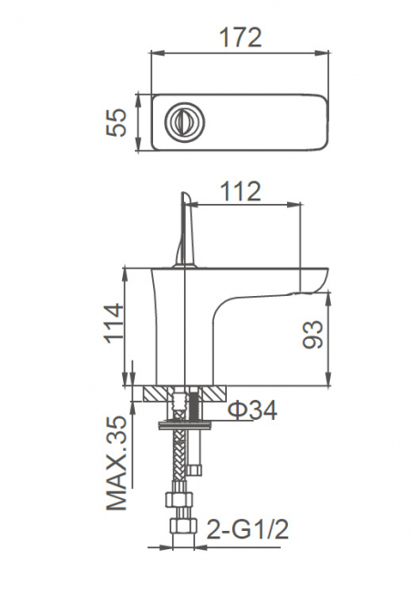 Смеситель для раковины Wonzon & Woghand Shark (WW-48B1101-CR), хром Смеситель для раковины Wonzon & Woghand Shark (WW-48B1101-CR), хром
