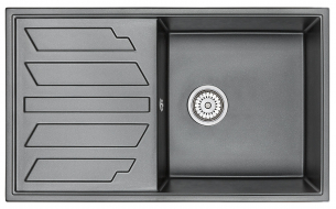 Кухонная мойка Granula 8601, ШВАРЦ (чёрный металлик), кварц