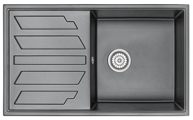 Кухонная мойка Granula 8601, ШВАРЦ (чёрный металлик), кварц