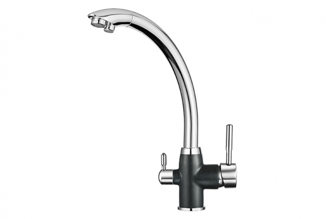 Смеситель для кухни Granula 3167, XРОМ/ШВАРЦ (чёрный металлик)