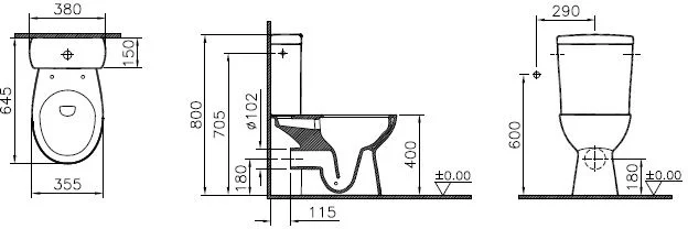Напольный безободковый унитаз VitrA S10 SmoothFlush (9864B003-7201) c термопластовым сиденьем микролифт